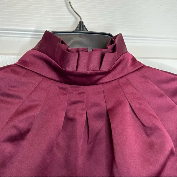 Antonio Melani Ruffled Burgundy Satin Bolero‎ Shrug Jacket Size XS - Image 7