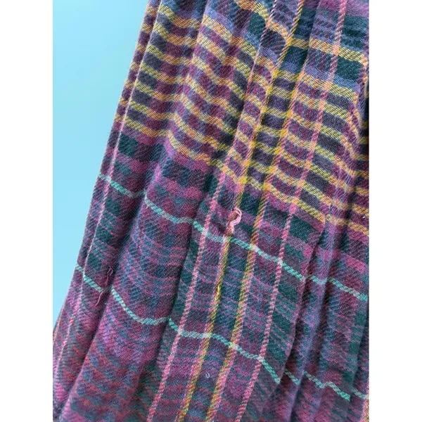 Free People Come On Over Tunic XS Purple Orange Plaid Raw Hem Gauze Boho‎ Top - Image 7