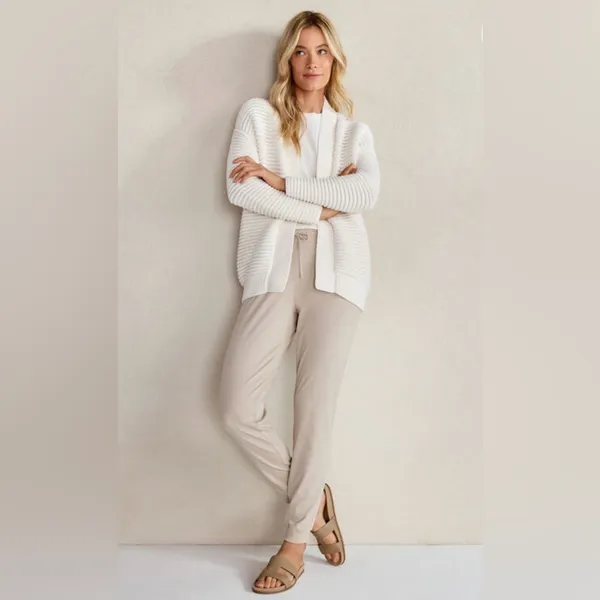 Haven Well Within Organic Cotton Ottoman Stitch Cardigan Ivory Chunky Knit - Image 3
