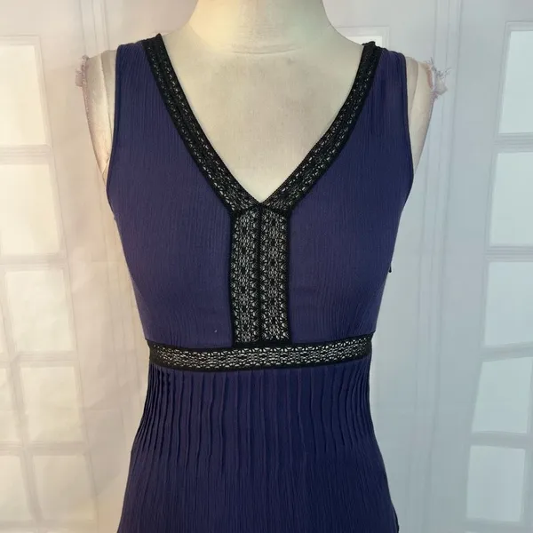 Ella moss purple black lace ankle length maxi dress size small - Image 4