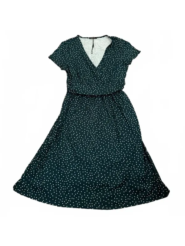 Ouges NEW Women's Dress Size Large Jade Polka Dot Fit Flare Classic City Chic Green - Image 3