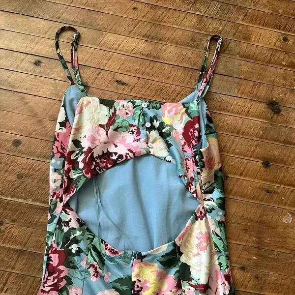 Lost+Wander Emerald Eyes rose teal silky M dress - Image 6