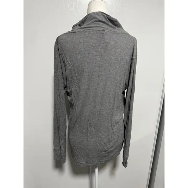 SKIMS Womens Ribbed Knit Button Down Long Sleeve Top Heather Grey Size Small - Image 2