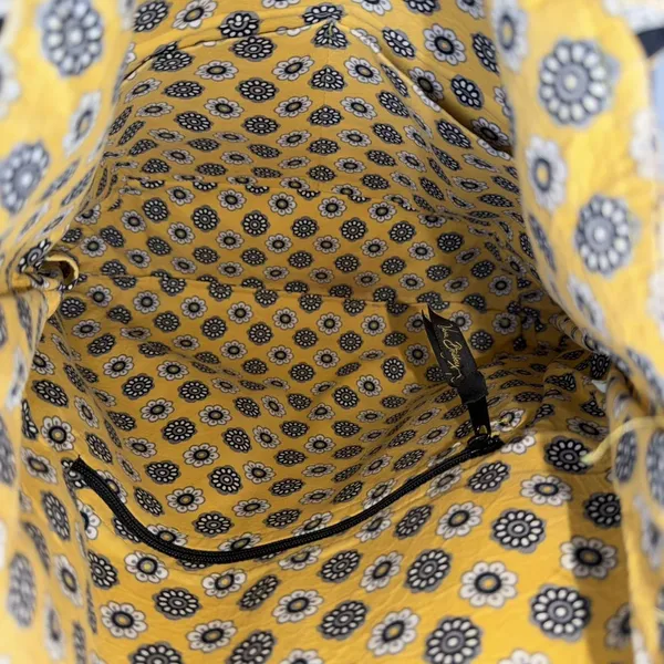 Vera Bradley Yellow Bird Tote Shoulder Bag Black Yellow Quilted Floral Purse - Image 5