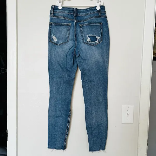 Maurices High Rise Skinny Blue Jeans Womens Small S Distressed Button-Fly - Image 2