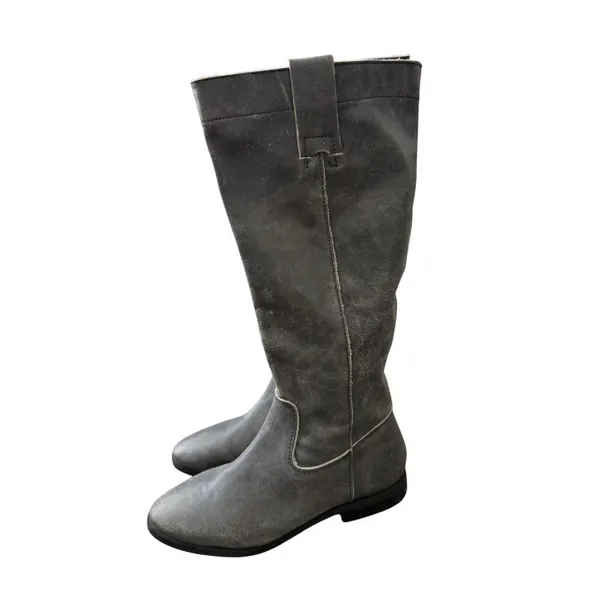 Steve Madden Bryson Distressed Grey Leather Tall Knee High Boots Size 6.5 NEW - Image 2