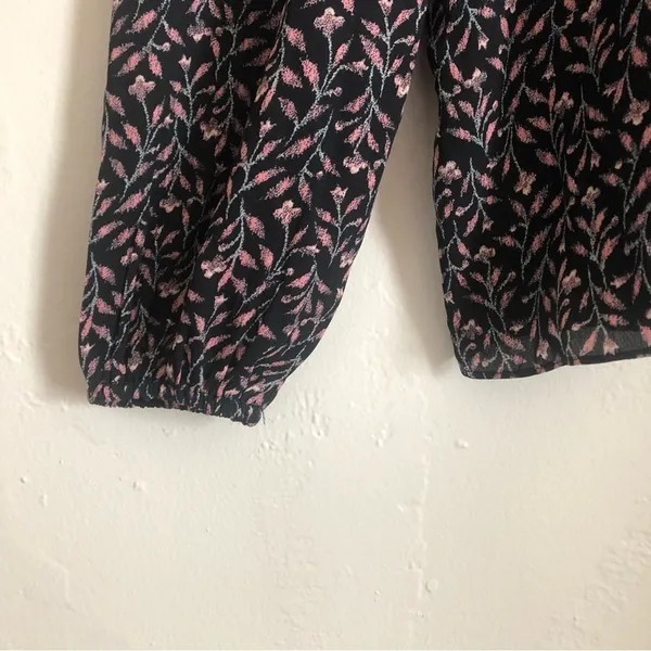 Ann Taylor Loft Floral Square Neck Long Sleeve Lightweight Blouse Top Medium - Image 3