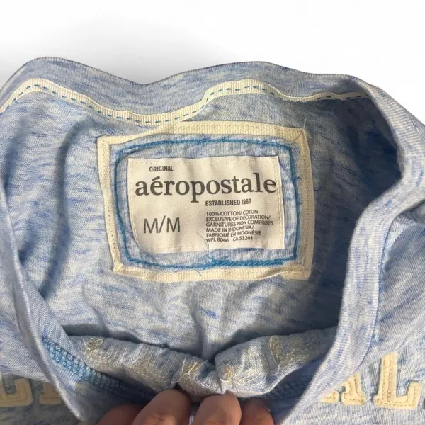 2000s Aeropostale Athletics Blue Fitted Graphic‎ Tee M 2000s - Image 2