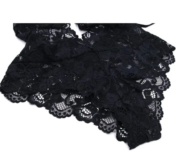 Womens Halter Lingerie Lace Teddy Bodysuit Nightwear Deep V Lace Babydoll M - Image 4