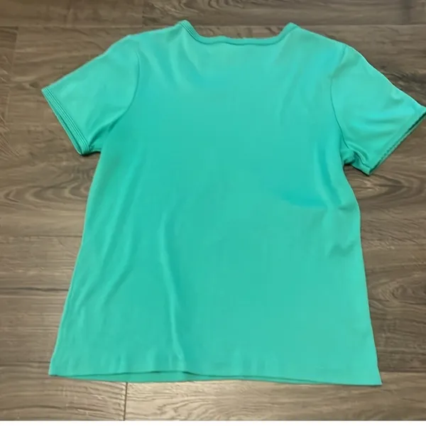 Vintage Wrangler Women's Light Green Scoop Neck Short Sleeve Tee Size M/L - Image 4