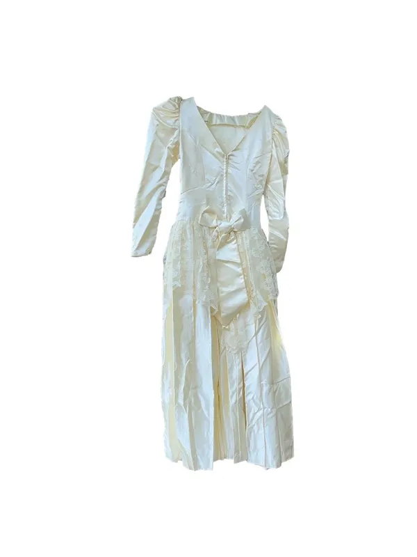 Vintage 50s Wedding Dress Ivory Lace Satin - Image 3