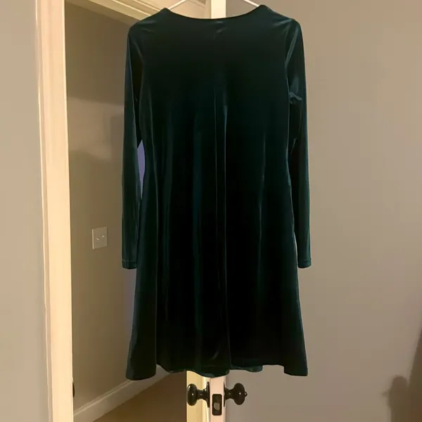 Women’s size small dark green velvet dress - Image 2