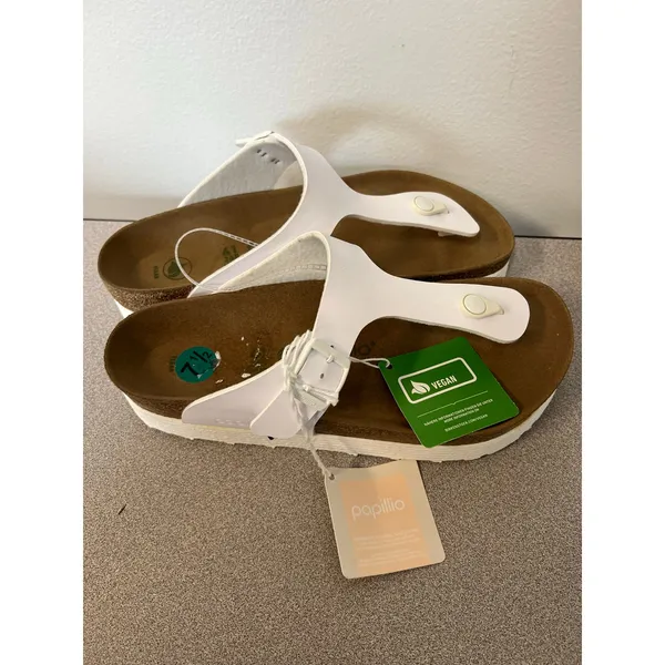 Papillio Birkenstock Gizeh Platform Vegan White Sandals EU 41 US 10 NWT - Image 3