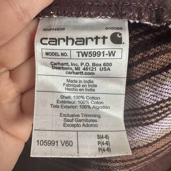 Carhartt Loose Fit Twill Shacket Womens Size Small Brown Plaid Cotton TW5991-W - Image 6