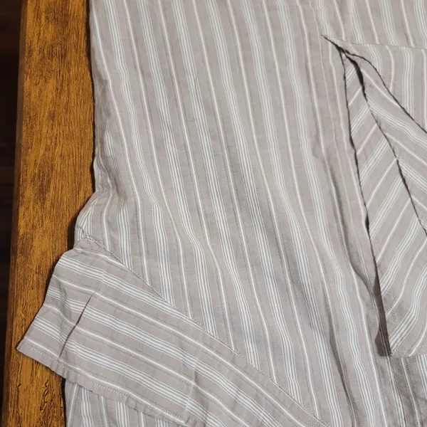 Orchestra France Taupe Striped Asymmetrical Mini Dress 100% Cotton - Image 5