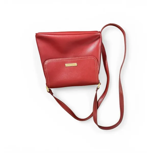 Liz Claiborne Red Crossbody Purse Gold Tone Hardware Flap Bag Classic Chic - Image 3
