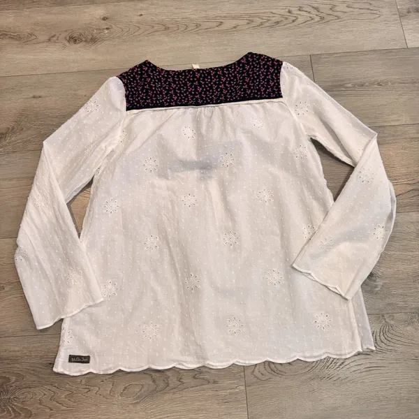 Matilda Jane Top Large Womens‎ Swiss Dot Eyelet Lace Snow Globe Popover Tunic - Image 3