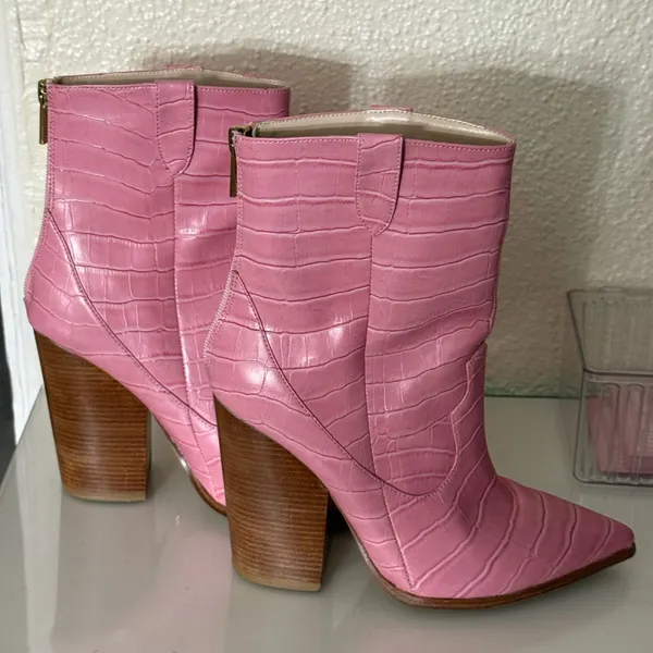 Revolve RAYE Leon faux croc embossed Boot in Pink Pink color size 5.5 - Image 2