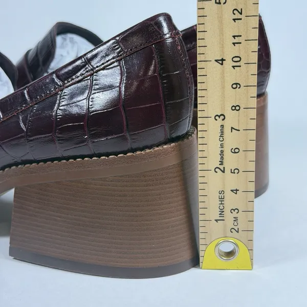 Dolce Vita Size-8.5 Loafers Talie Cabernet Leather Block‎ Heel Penny Burgundy - Image 5