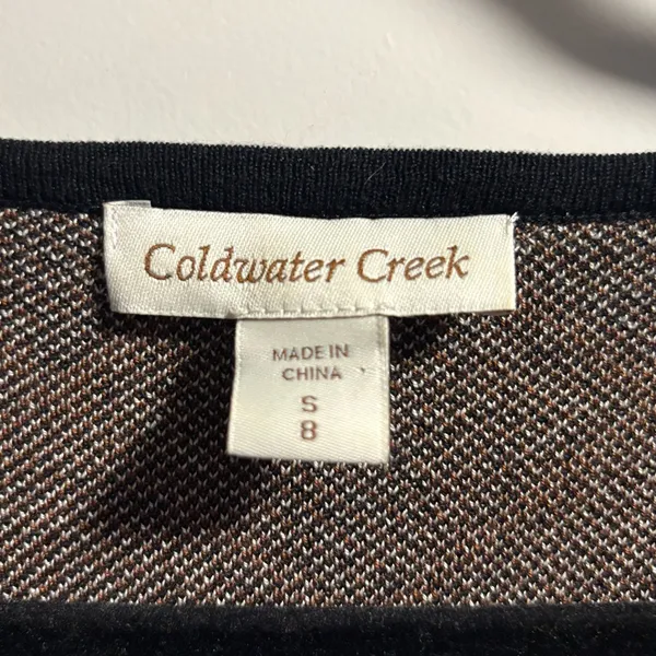 Coldwater Creek Sweater Top‎ Womens Small 8 Brown Geometric Silk Cotton V-Neck - Image 2