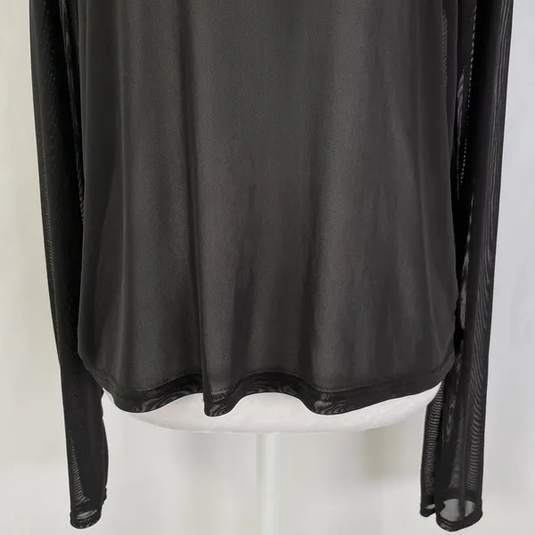 New Pretty Little Thing Weekend In New York Mesh Long Sleeve Top Black Size 10 - Image 8