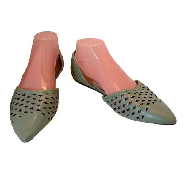 Franco Sarto Minty Green Leather "Honesty 2" D'Orsay Perforted Flats (8.5) - Image 6