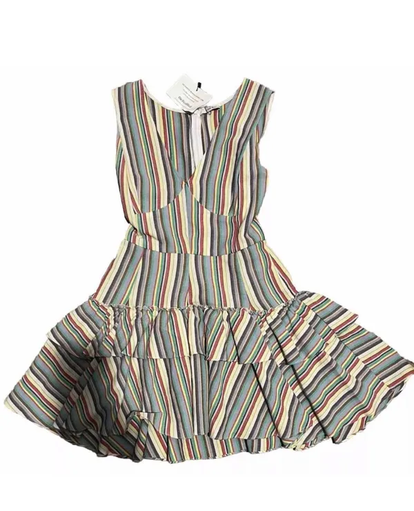 TOMENYC Tiered Mini Dress Tan Size 8 - Image 2