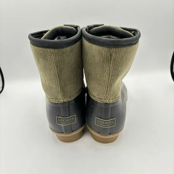 Sperry Women Olive /‎ Black Saltwater Tassel Corduroy Duck Boots Size 9 - Image 4