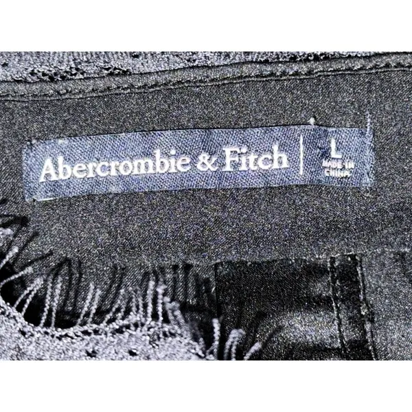 Abercrombie & Fitch Black Satin Lace V-Neck Camisole Tank Top Womens Size Large - Image 3