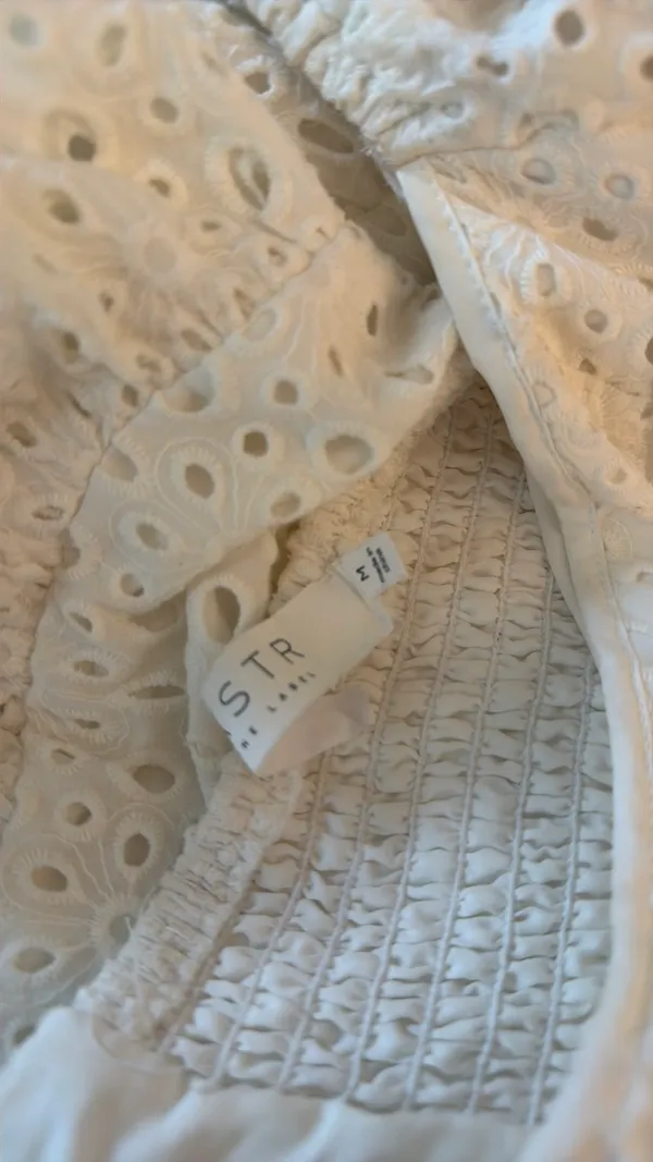ASTR The Label White Mini Eyelet Dress Puff Sleeve - Image 4