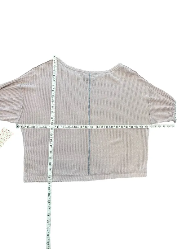 Free People Dahlia thermal boho raw hem relaxed oversized bell sleeve top NWT S - Image 10
