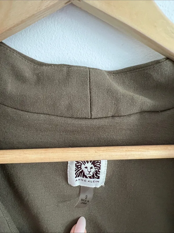 Olive Utility Vest Sleeveless Draped Open Front Minimalist Layering - Image 2