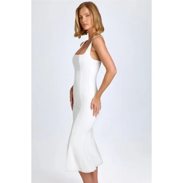 Oh Polly Petula Lace Trim Midaxi Midi Dress in White size 4 New Sleeveless - Image 2