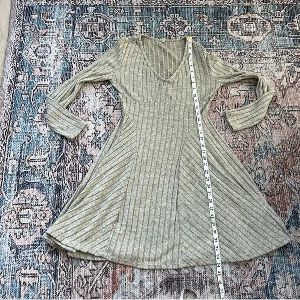 HALARA Ribbed Knit V Neck Long Sleeve Flare Mini Casual Dress NWT Size Small - Image 14