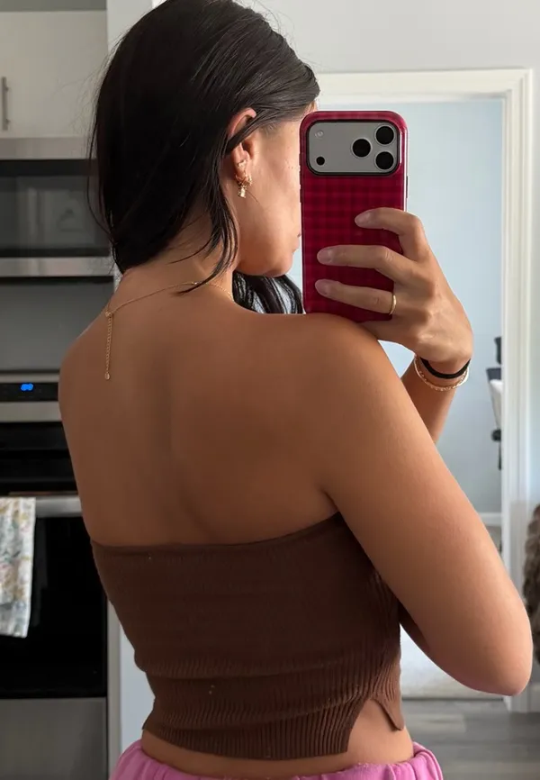 Princess Polly Brown Strapless Knit Crop Top - Image 3