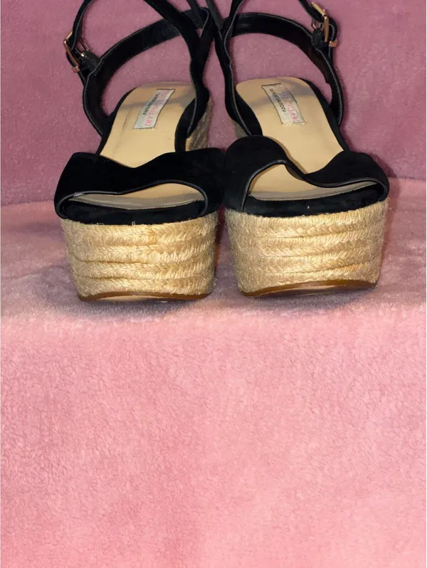Kristin Cavallari x Chinese Laundry Black Suede Brandie Espadrille Wedge Sandals - Image 6