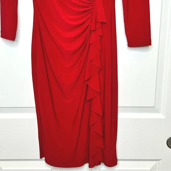 American Living Red 3/4 Sleeve‎ Ruched Sheath Dress Career Cocktail Party - Image 5