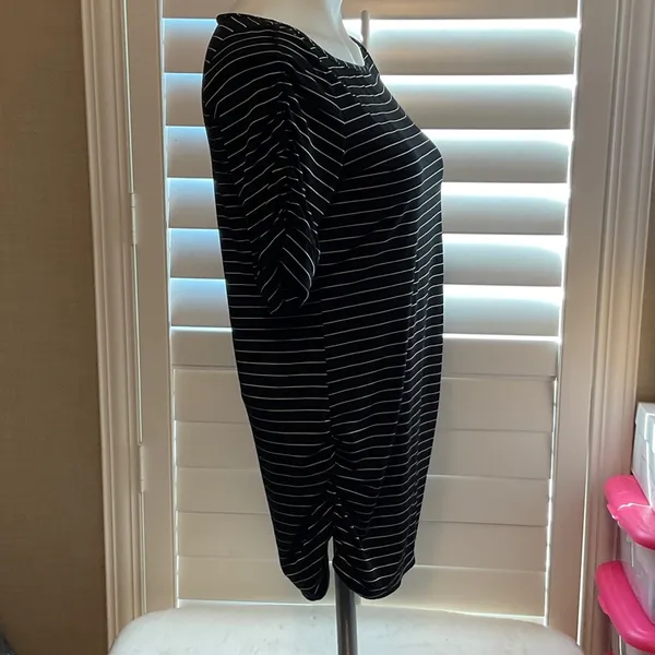 Motherhood Maternity Black and White Striped Short Sleeve Top - Image 3