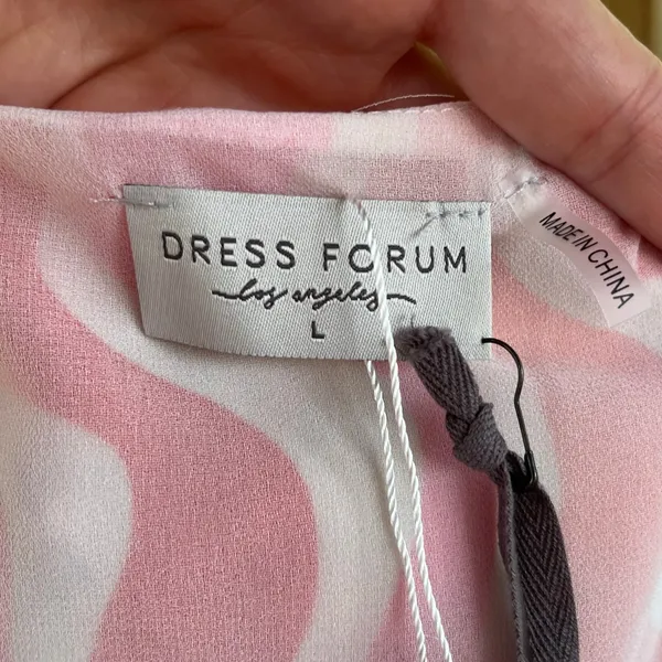 Dress Forum Los Angeles Women's Pink & Red Mini Wrap Dress Size L. NEW - Image 10