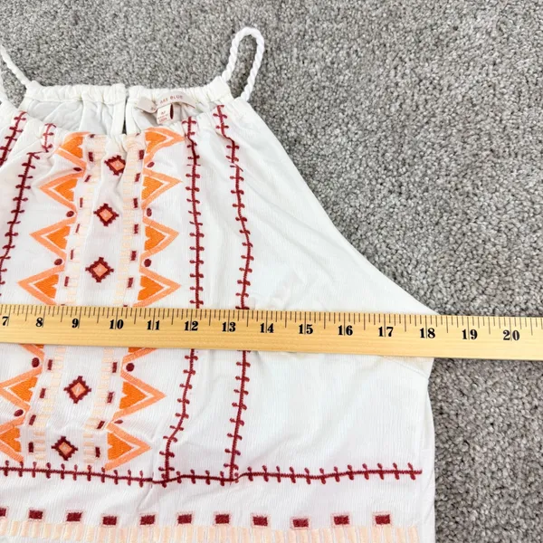 Skies Are Blue Embroidered Halter Top Womens M Tassel‎ Boho Southwestern Peasant - Image 7