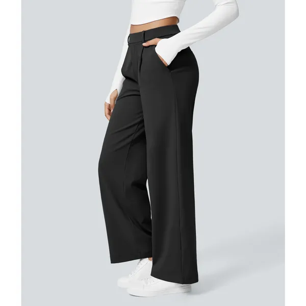 Halara High Waist Straight Leg Work Pants Stretch Comfort Black Large Regular - Image 3