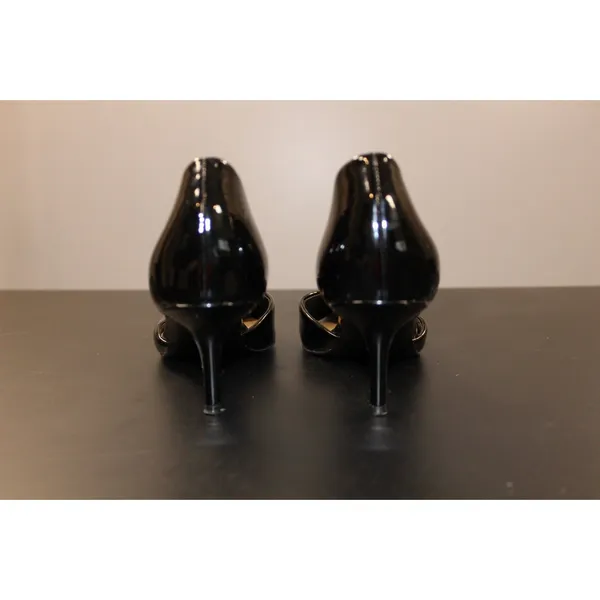 Nine West Black Patent Pumps Womens 8M D'Orsay Pointed Toe Stiletto Mid Heel - Image 5