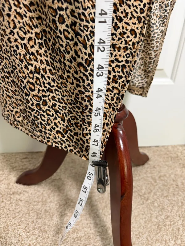 Leopard Print V-Neck‎ Slip Dress in Tan and Black - Image 4