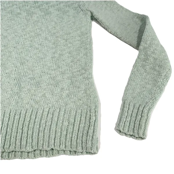 LL Bean Signature Blue Green Cotton‎ Ragg Crewneck Pullover Sweater Size XS - Image 4