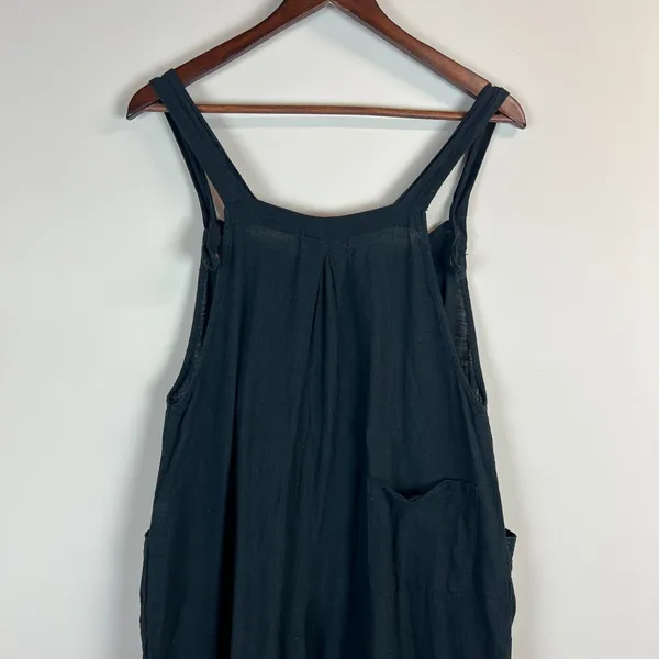 Natural Life Wide Leg Jumpsuit Overalls Womens Large Black Gauze Cotton Pocket L - Image 7