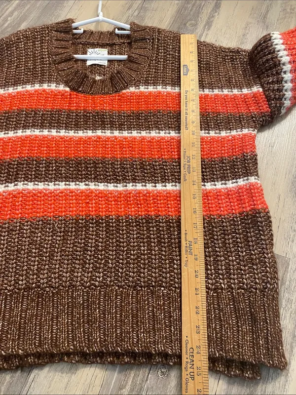 Aerie Offline Sunwashed Chunky Striped Scoop Neck Oversized Sweater Sz SMALL - Image 10