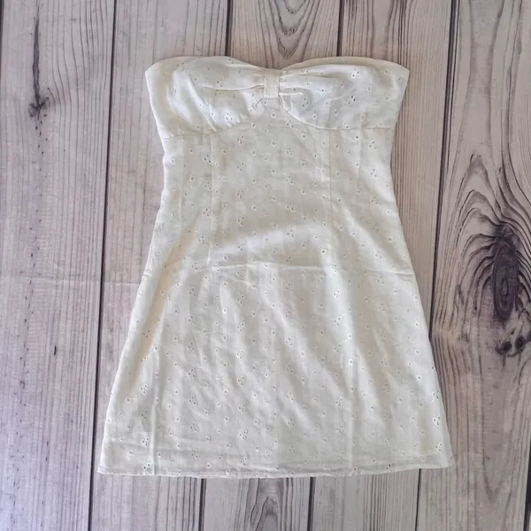 Princess Polly Malena Lemon Eyelet Strapless Mini Dress - Image 6