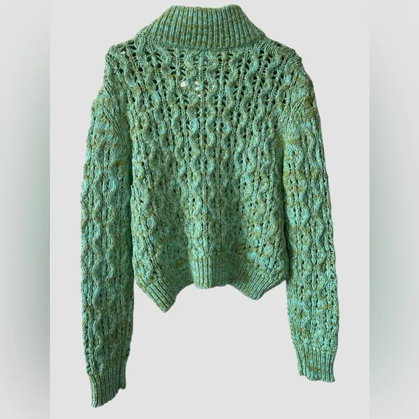 Urban Outfitters BDG Killian Quarter-Zip Pointelle Green Knit Sweater Sz M NWOT - Image 7