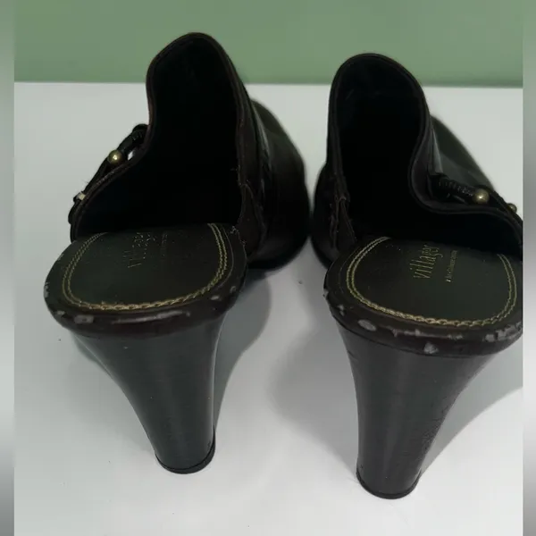 Aldo Dark Brown Leather Mules Size 10 - Image 5