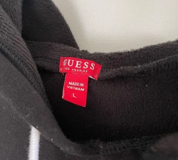 Black White Guess Y2K Style Spellout Hoodie - Image 2